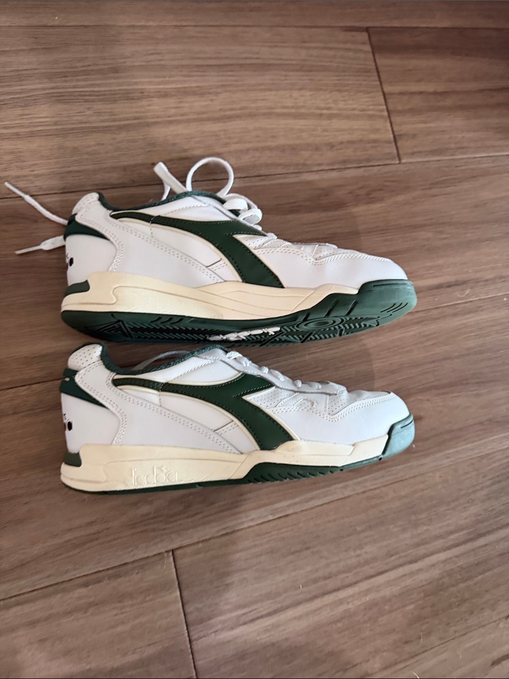 Diadora Winner White and Dark Green Athletic Sneakers